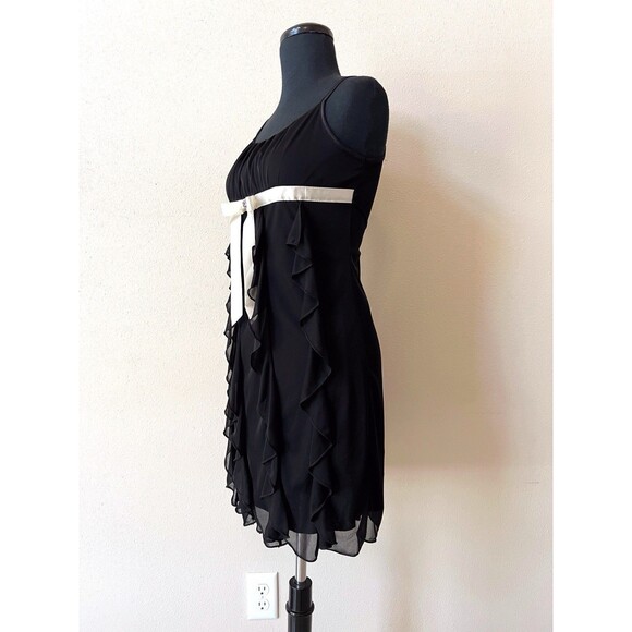 VTG Byer Girls Black Ruffle Mesh Lace Party Dress 14 Empire Waist Milkmaid Y2K - Picture 5 of 6